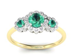 Złoty pierścionek ze szmaragdami i brylantami - p16196zbsm