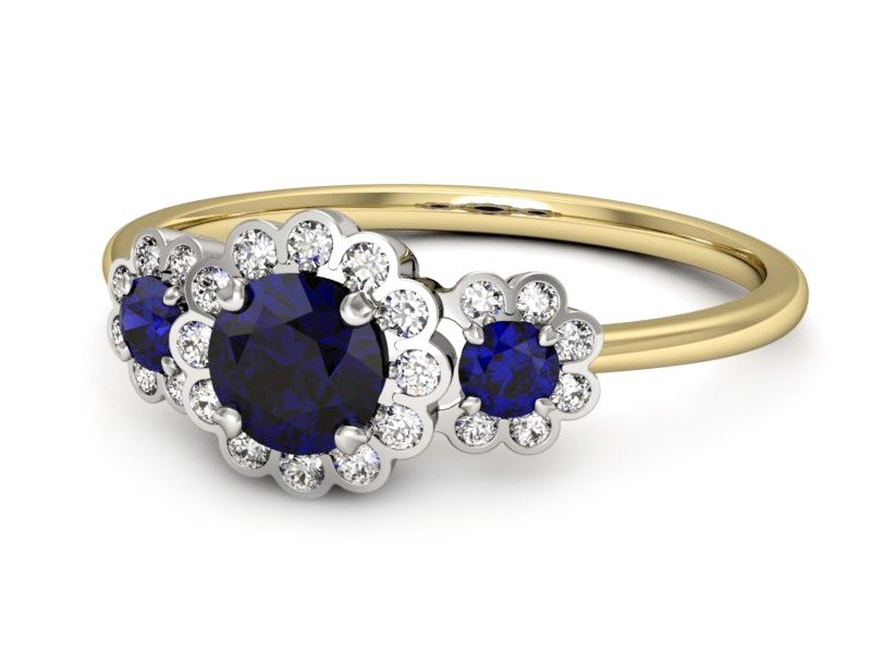 Pierścionek ze spinelami i brylantami - p16196zbsp — zdjęcie 2