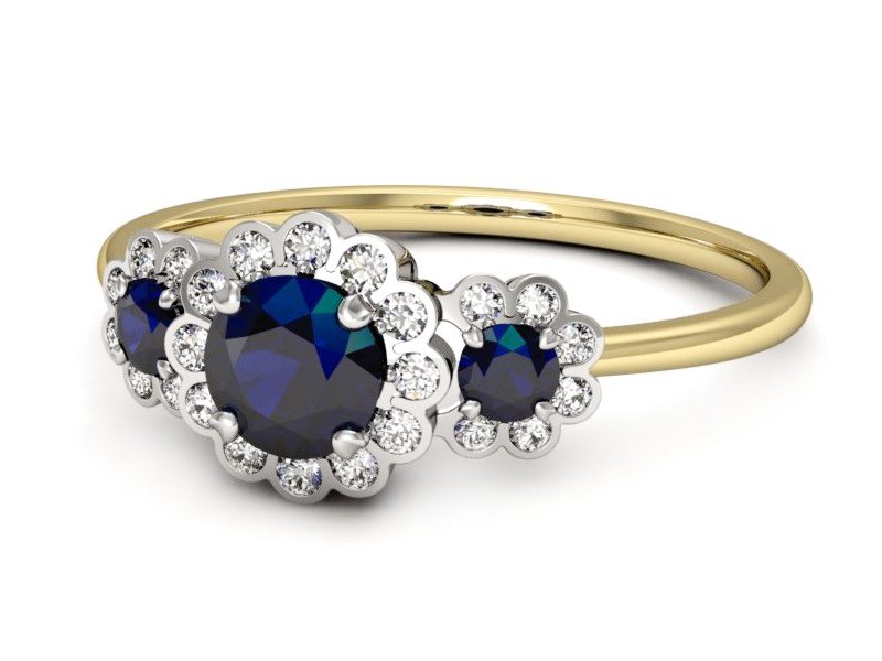 Pierścionek z brylantami i szafirem - p16196zbsz — zdjęcie 2