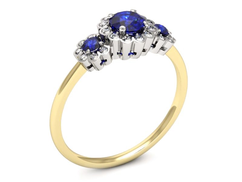 Pierścionek z szafirami brylantami - p16196zbszc — zdjęcie 3