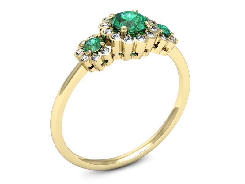 Pierścionek ze szmaragdami i brylantami - p16196zsm — zdjęcie 3