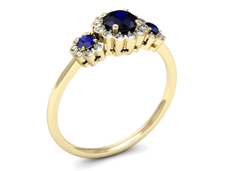 Złoty pierścionek ze spinelami i brylantami - p16196zsp — zdjęcie 3