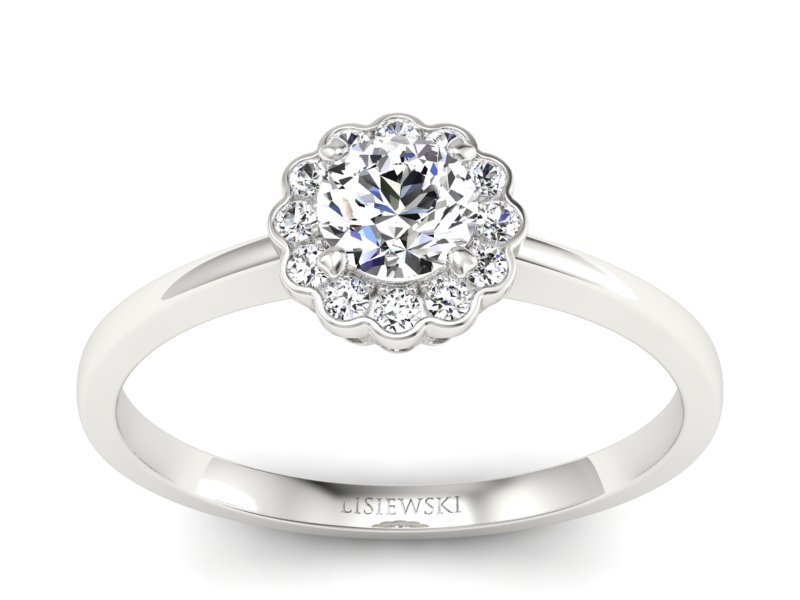 Złoty pierścionek z brylantami białe złoto - p16197b