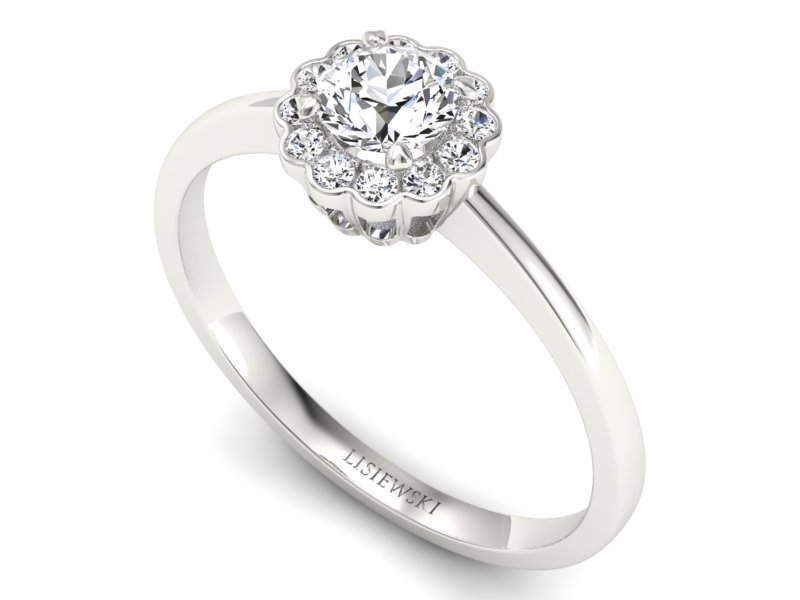 Złoty pierścionek z brylantami białe złoto - p16197b — zdjęcie 3