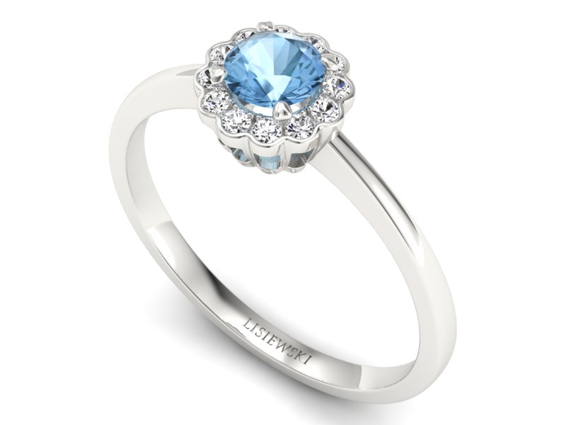 Pierścionek z topazem i brylantami białe złoto - p16197ba — zdjęcie 3