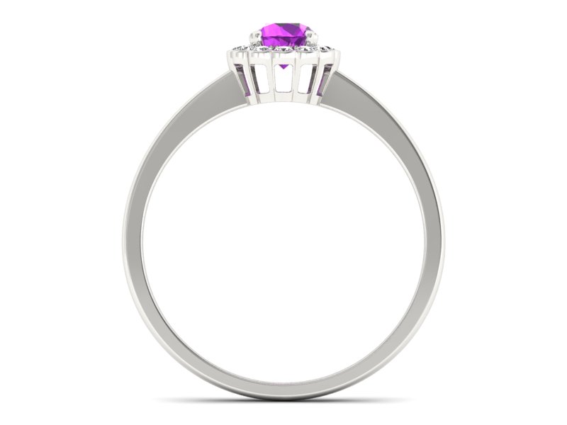 Złoty pierścionek z ametystem i brylantami - p16197bat — zdjęcie 2
