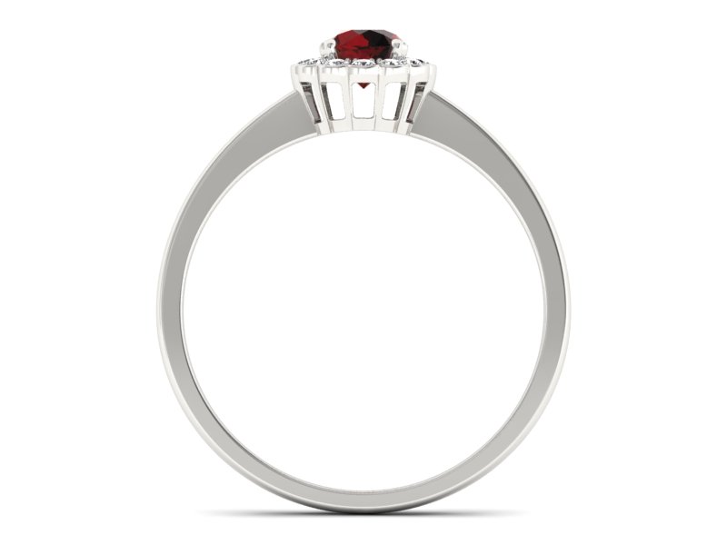 Pierścionek z granatem i brylantami białe złoto - p16197bgr — zdjęcie 2