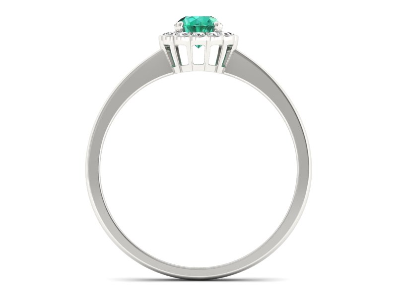 Złoty pierścionek ze szmaragdem i brylantami - p16197bsm — zdjęcie 2