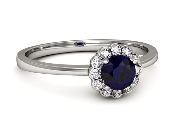 pierścionek zaręczynowy ze spinelem i brylantami - p16197bsp