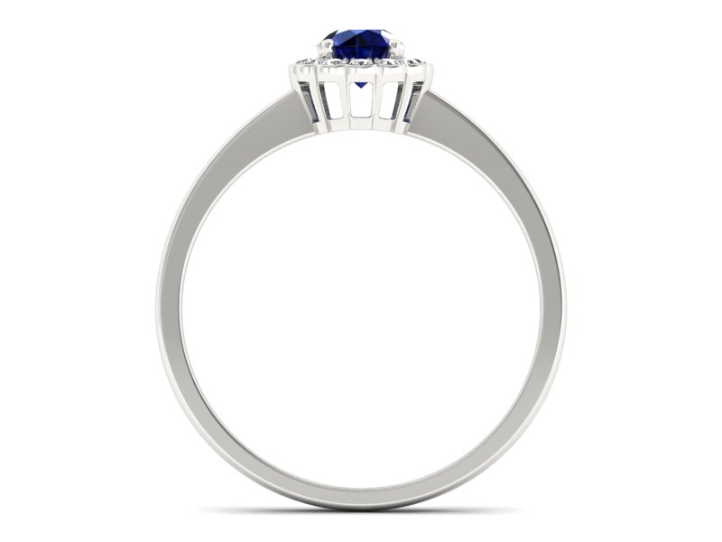 Złoty pierścionek z szafirem i brylantami - p16197bsz — zdjęcie 2