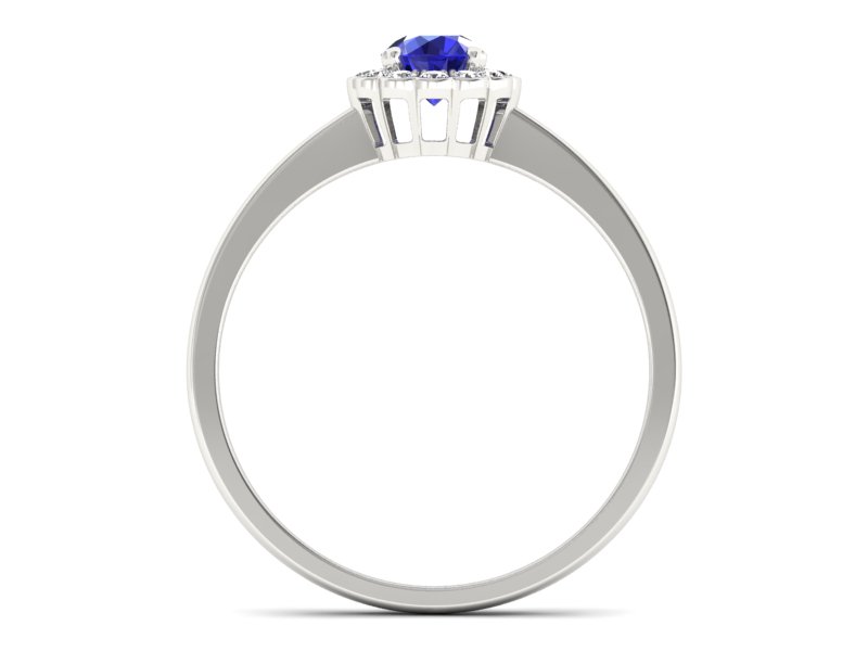 Złoty pierścionek z szafirem i brylantami - p16197bszc — zdjęcie 2