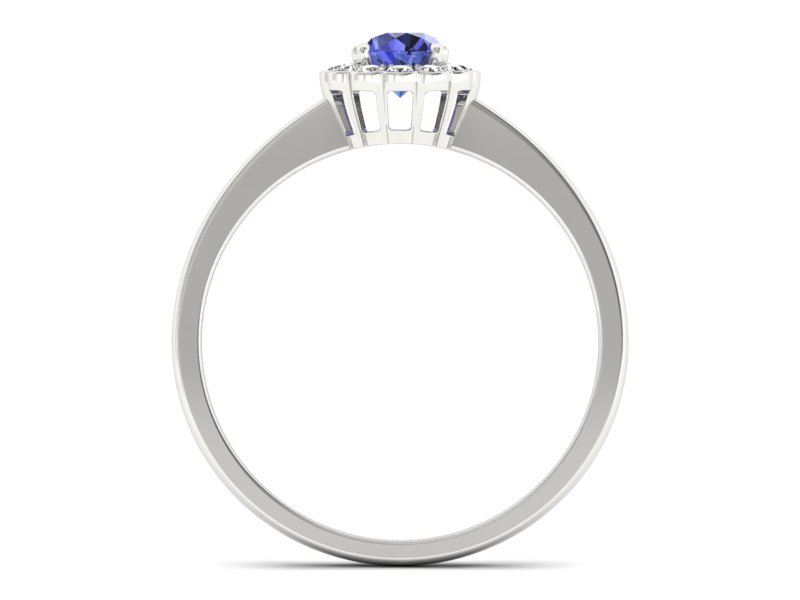 Złoty pierścionek z tanzanitem i diamentami - p16197bt — zdjęcie 2