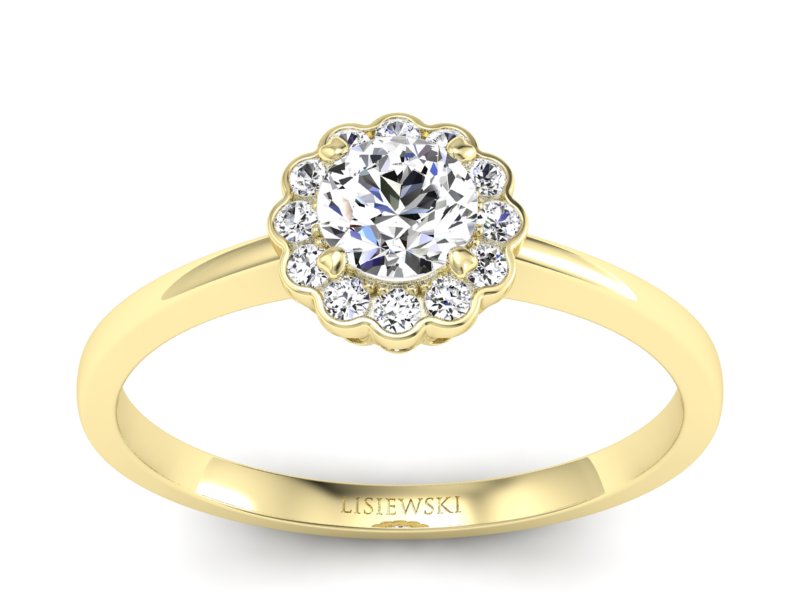 Złoty pierścionek z brylantami żółte złoto - p16197z