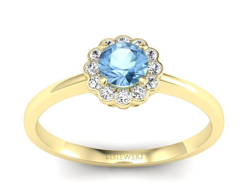 Złoty pierścionek z topazem i brylantami - p16197za