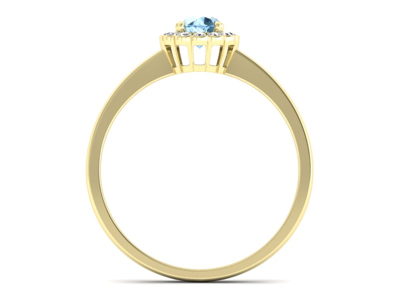 Złoty pierścionek z topazem i brylantami - p16197za — zdjęcie 2