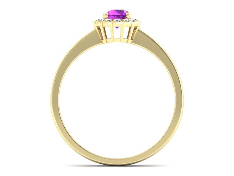 Pierścionek z ametystem i brylantami żółte złoto - p16197zat — zdjęcie 2