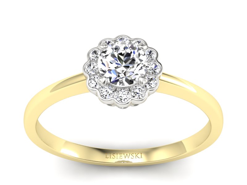 Pierścionek z diamentami żółte i białe złoto - p16197zb