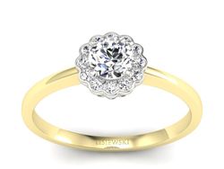Pierścionek z diamentami żółte i białe złoto 585 - p16197zb