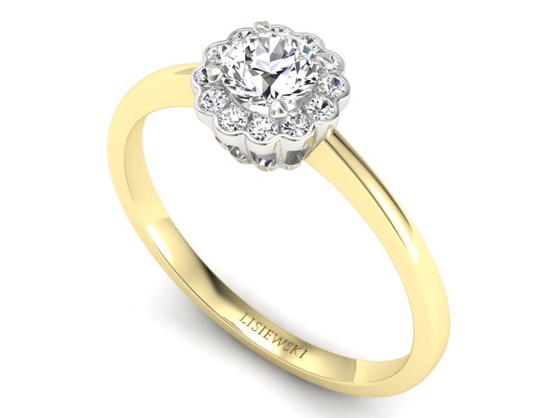 Pierścionek z diamentami żółte i białe złoto - p16197zb — zdjęcie 3