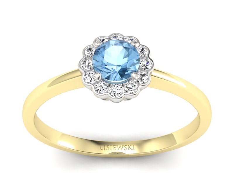 Pierścionek zaręczynowy z topazem i brylantami - p16197zba