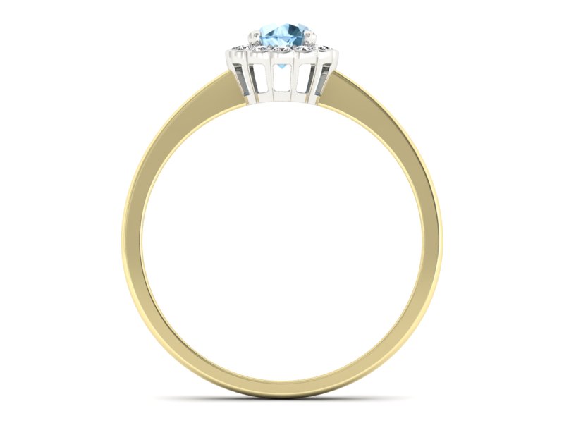 Pierścionek zaręczynowy z topazem i brylantami - p16197zba — zdjęcie 2