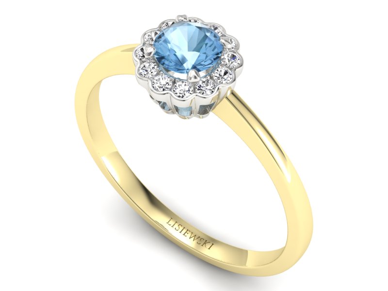 Pierścionek zaręczynowy z topazem i brylantami - p16197zba — zdjęcie 3