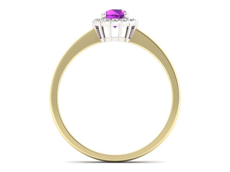 Pierścionek z ametystem i brylantami - p16197zbat — zdjęcie 2