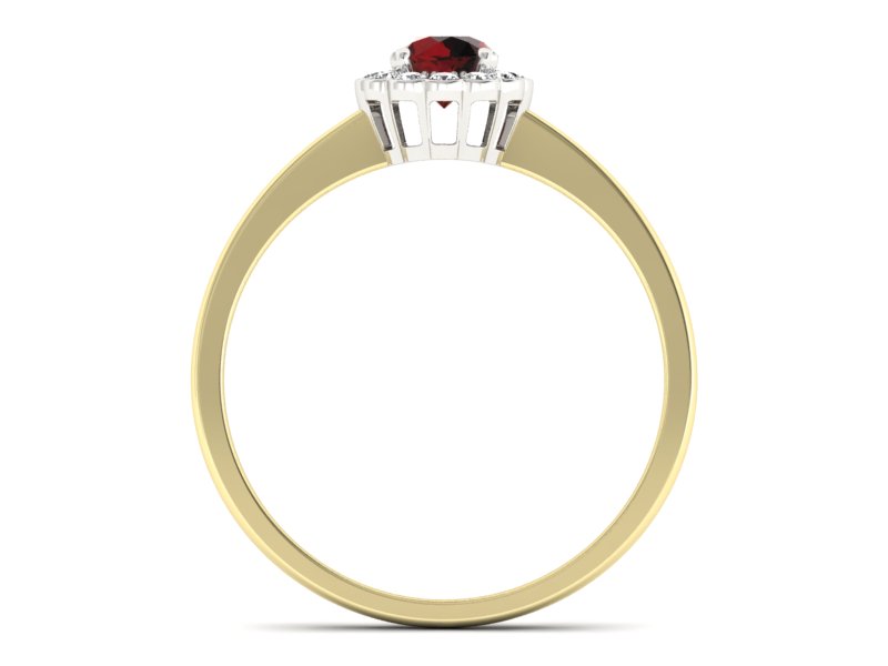 Pierścionek z granatem i brylantami - p16197zbgr — zdjęcie 2