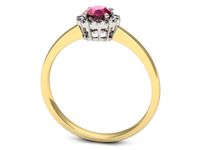 Pierścionek z rubinem i diamentami w żółtym i białym złocie - p16197zbr- 3