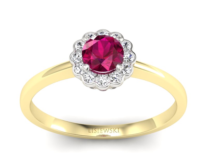 Pierścionek z rubinem i diamentami - p16197zbr