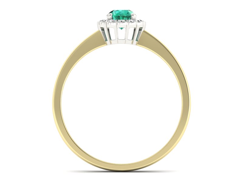 Złoty pierścionek ze szmaragdem i brylantami - p16197zbsm — zdjęcie 2