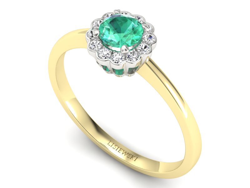 Złoty pierścionek ze szmaragdem i brylantami - p16197zbsm — zdjęcie 3