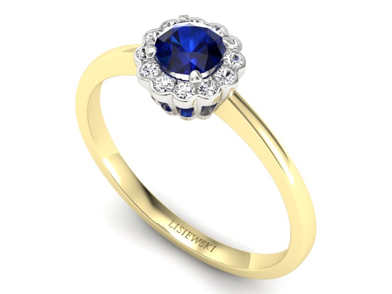 Pierścionek zaręczynowy z szafirem i brylantami - p16197zbsz — zdjęcie 3