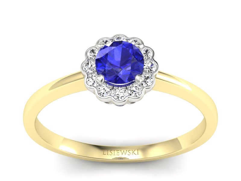 Pierścionek z szafirem i diamentami - p16197zbszc