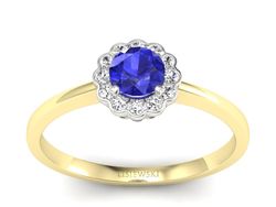 Pierścionek z szafirem i diamentami - p16197zbszc