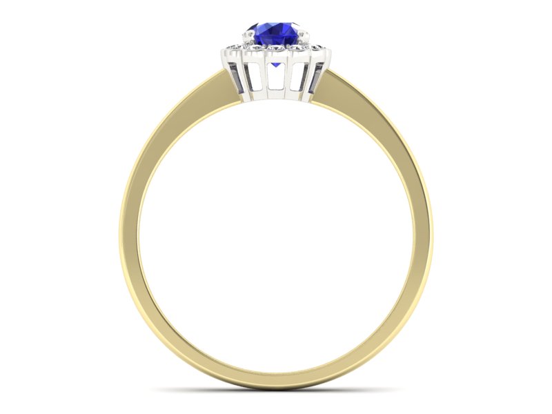 Pierścionek z szafirem i diamentami - p16197zbszc — zdjęcie 2