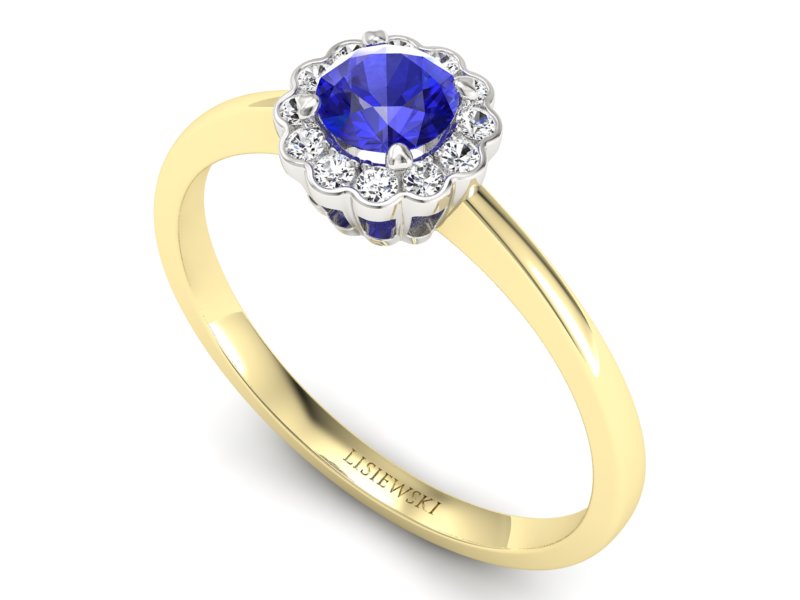 Pierścionek z szafirem i diamentami - p16197zbszc — zdjęcie 3