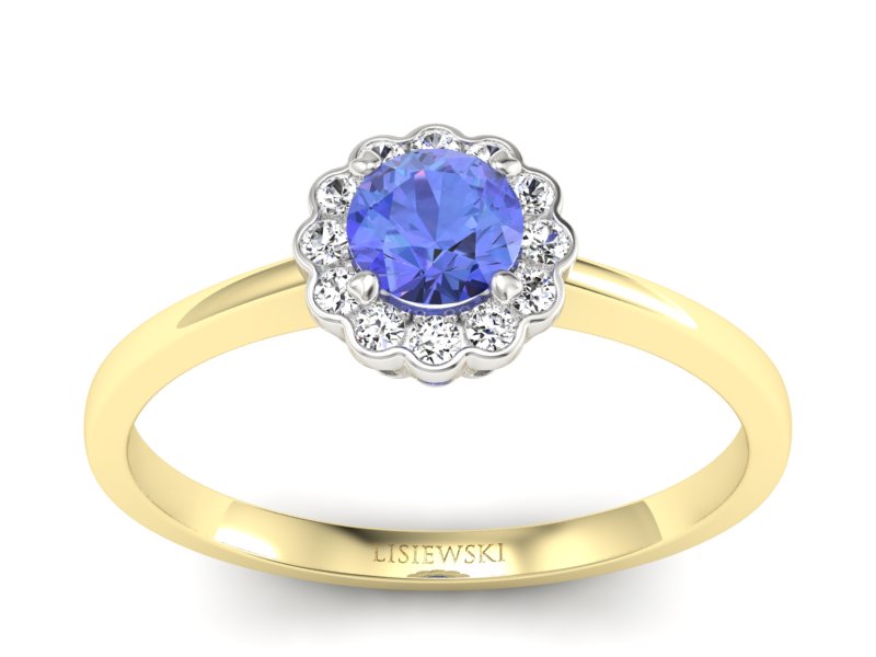 Pierścionek z tanzanitem i brylantami - p16197zbt