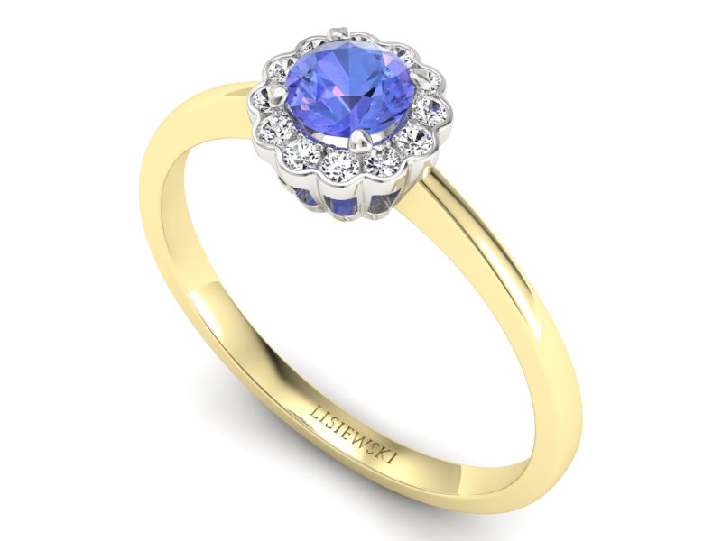 Pierścionek z tanzanitem i brylantami - p16197zbt — zdjęcie 3