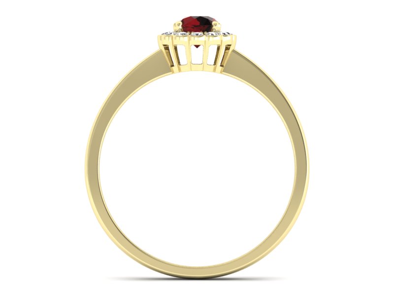 Złoty pierścionek z granatem i brylantami - p16197zgr — zdjęcie 2