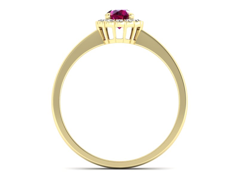 Pierścionek zaręczynowy z rubinem i brylantami - p16197zr — zdjęcie 2