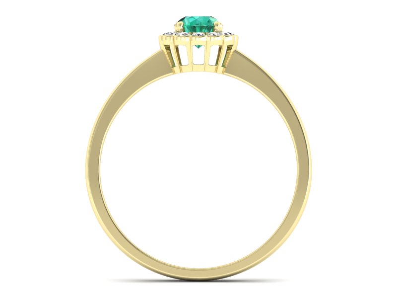 Złoty pierścionek ze szmaragdem i brylantami - p16197zsm — zdjęcie 2
