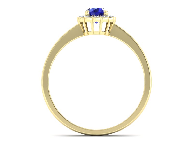 Pierścionek z szafirem i diamentami żółte złoto - p16197zszc — zdjęcie 2