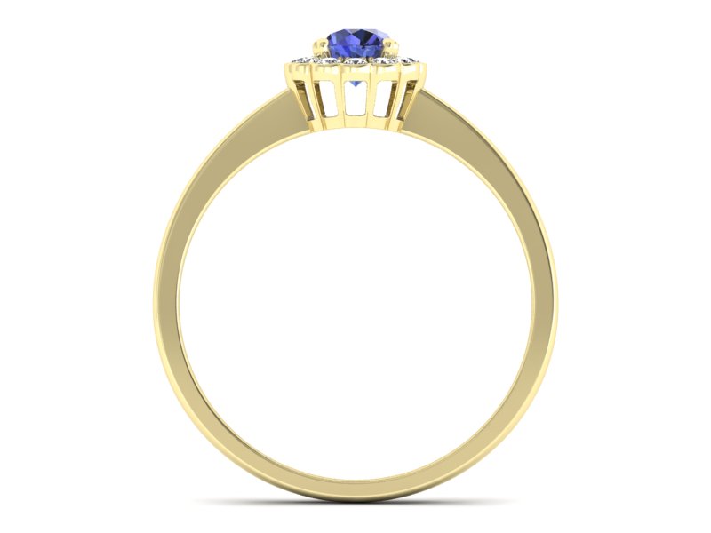 Pierścionek z tanzanitem i brylantami żółte złoto - p16197zt — zdjęcie 2