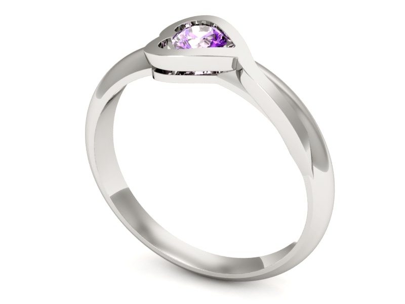 Złoty pierścionek z ametystem białe złoto - p16198bat — zdjęcie 3
