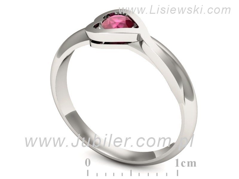 Złoty pierścionek z rubinem białe złoto - p16198br — zdjęcie 3