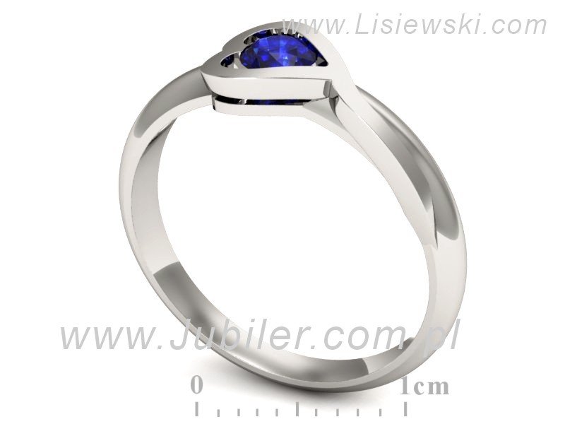 Złoty pierścionek z szafirem białe złoto - p16198bszc — zdjęcie 3