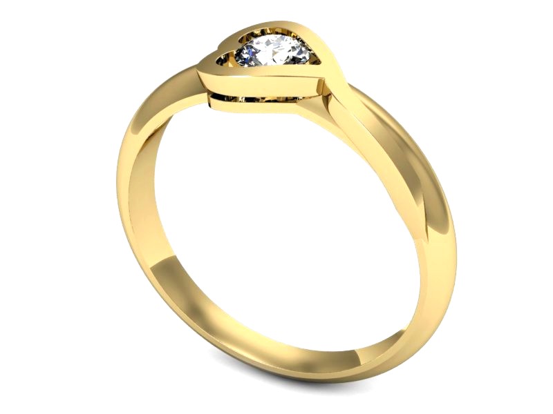 Złoty pierścionek z brylantem żółte złoto - p16198z — zdjęcie 3