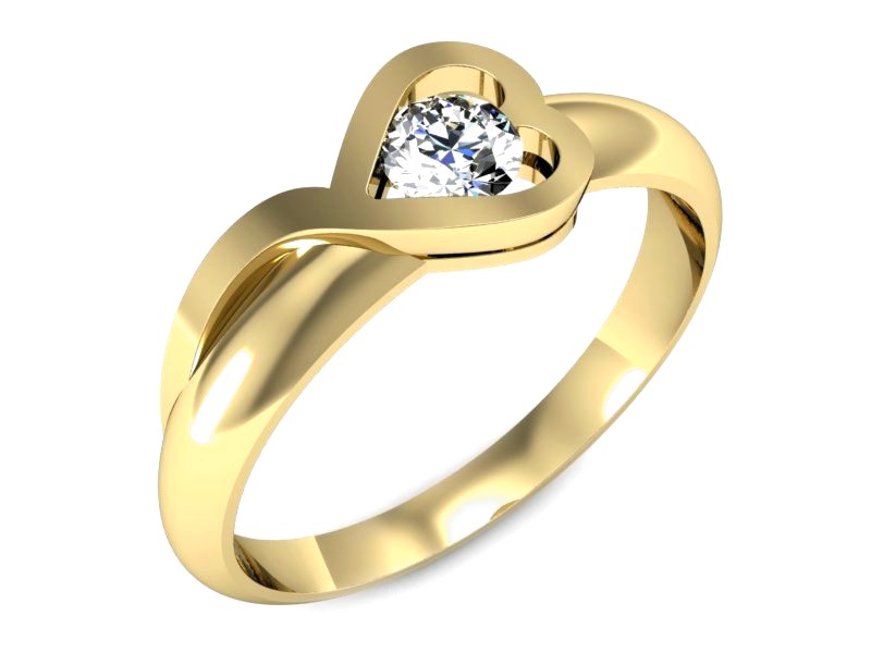 Złoty pierścionek z brylantem żółte złoto - p16198z