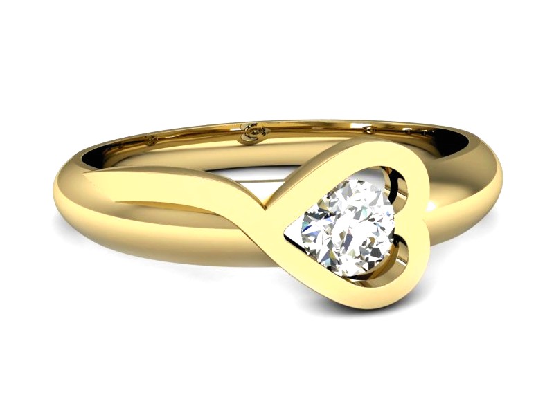 Złoty pierścionek z brylantem żółte złoto - p16198z — zdjęcie 2